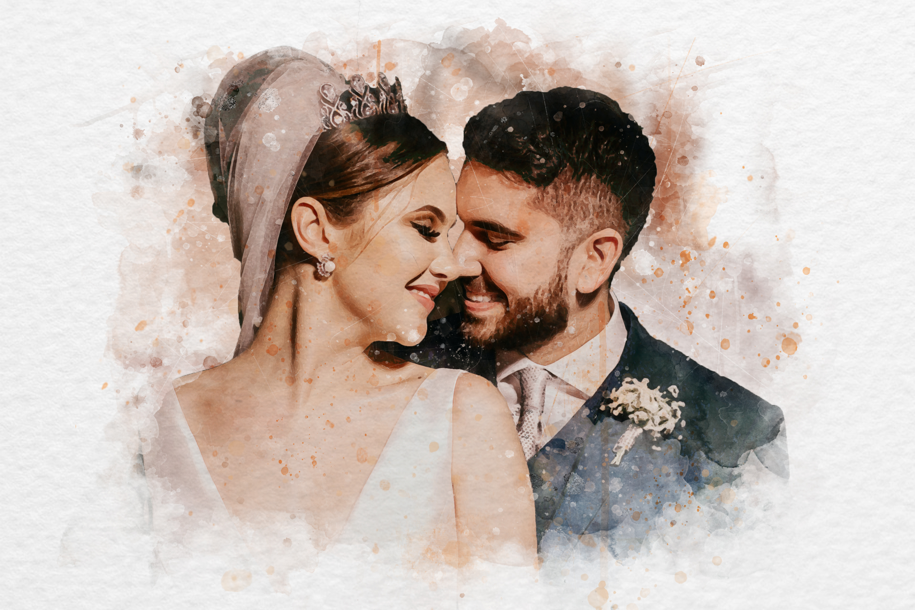 Watercolor Wedding Photo Effect 35279823