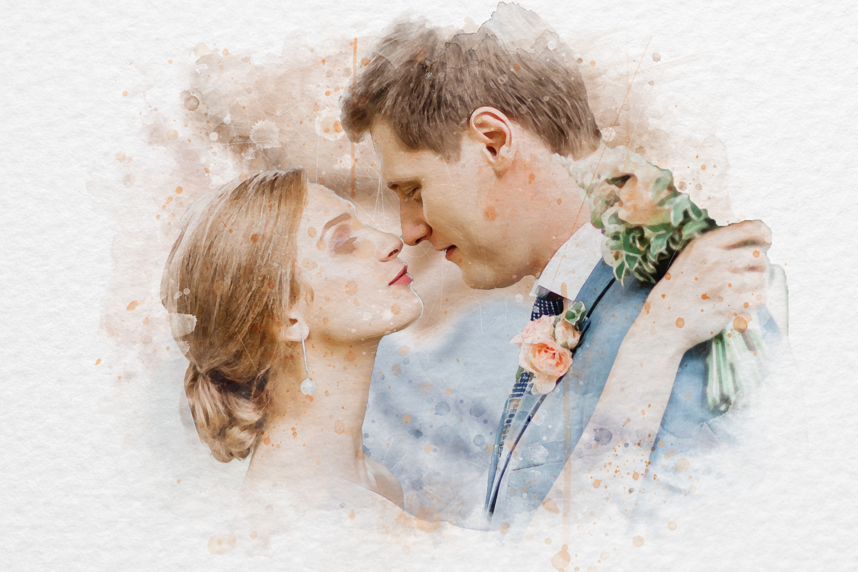 Watercolor Wedding Photo Effect 35279823