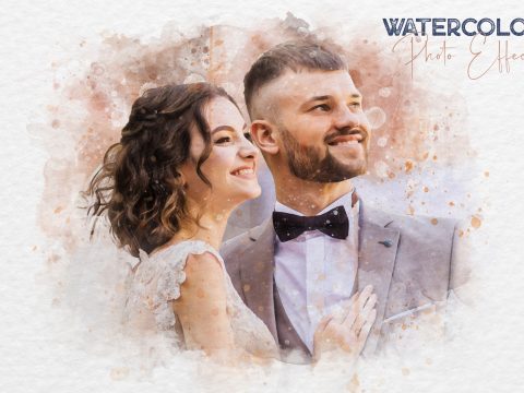 Watercolor Wedding Photo Effect 35279823