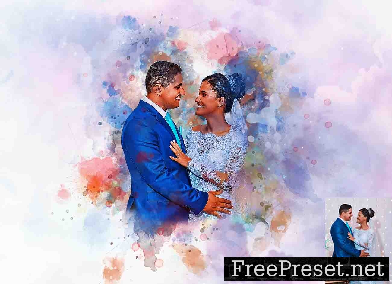 Wedding Watercolor Art Photoshop Action 11013805