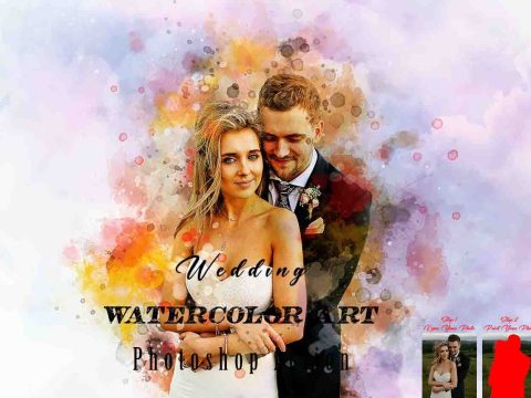 Wedding Watercolor Art Photoshop Action 11013805