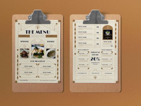 White Art Deco Restaurant Menu UDCM4LM