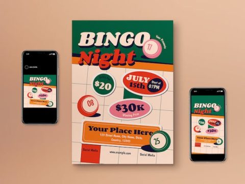 White Flat Design Bingo Night Flyer Set H3FNXSZ