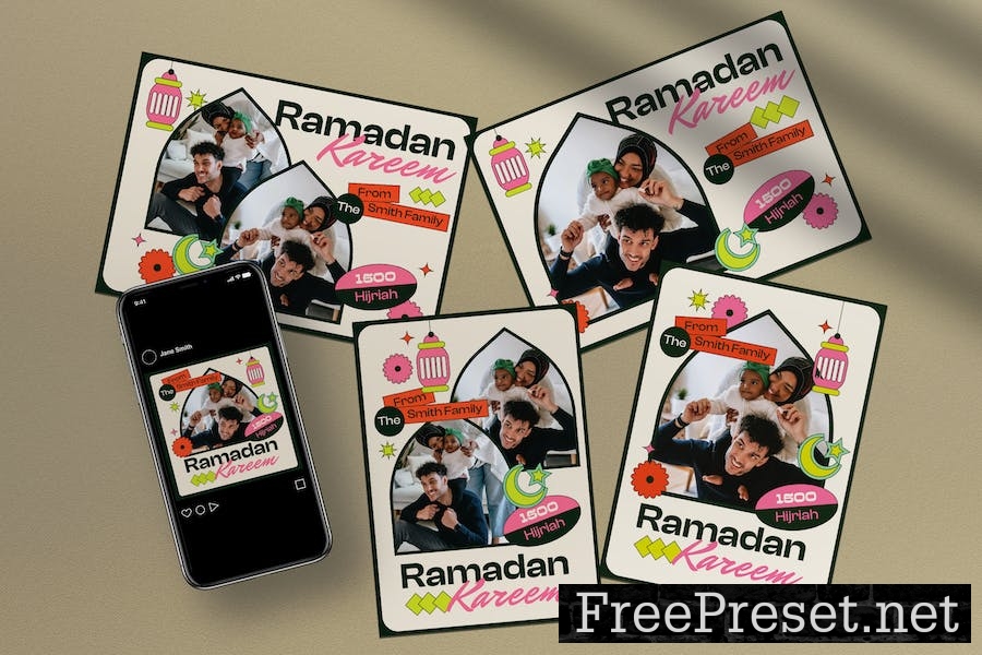 White Flat Design Ramadan Greeting Card HQMN9TT