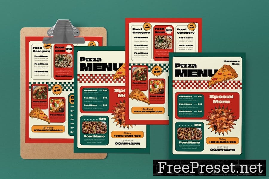 White Retro Pizza Food Menu L6VURCC