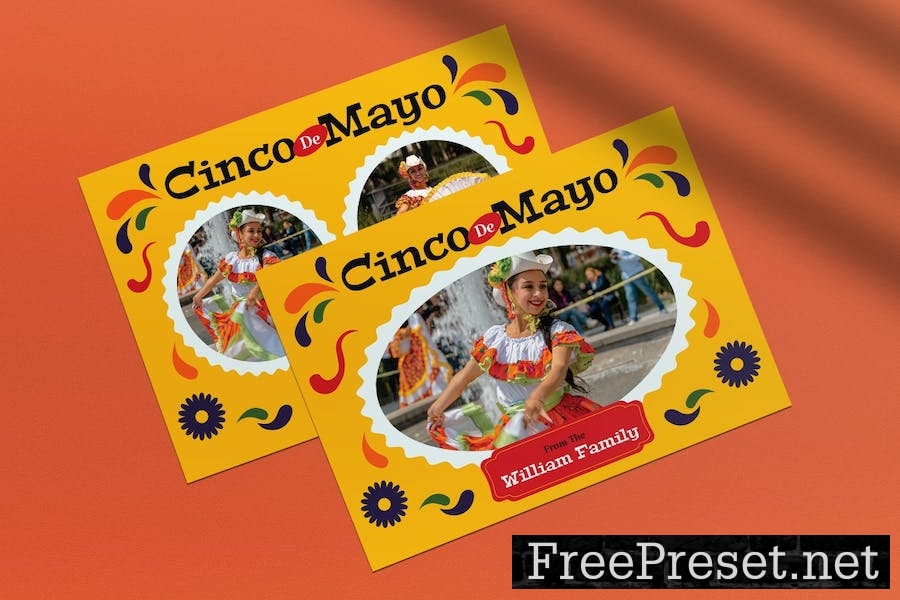 Yellow Flat Design Cinco De Mayo Greeting Card 4WGCSP8