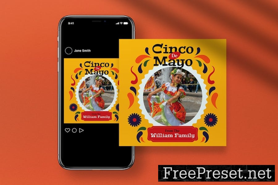 Yellow Flat Design Cinco De Mayo Greeting Card 4WGCSP8