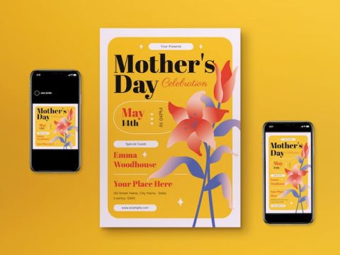 Yellow Gradient Mother's Day Flyer Set KM47ND2