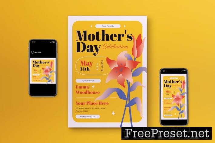 Yellow Gradient Mother's Day Flyer Set KM47ND2