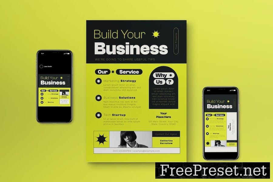 Yellow Modern Business Flyer Set