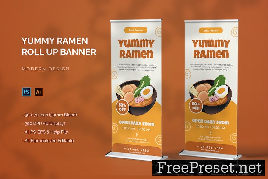 Yummy Ramen - Roll Up Banner C6H74VF