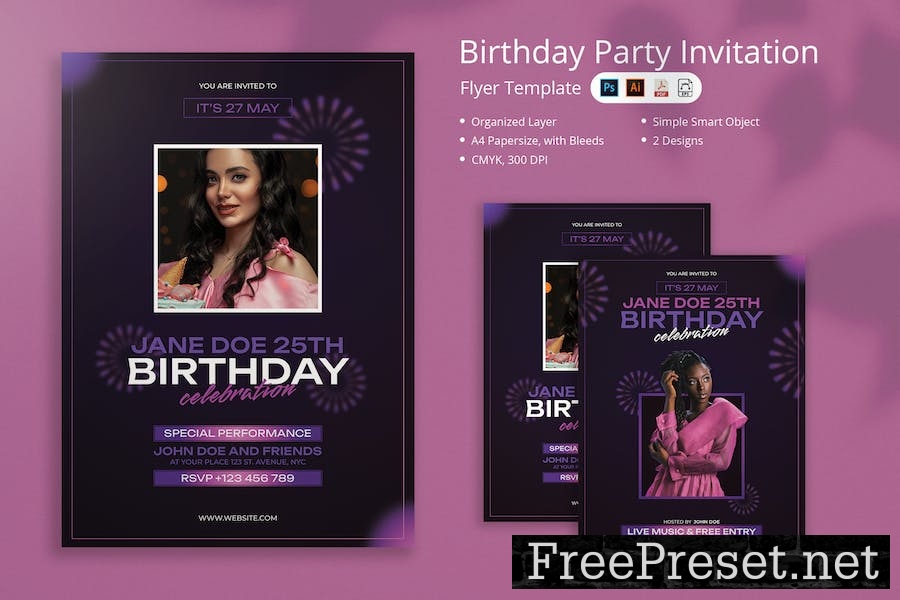 Yunisa - Birthday Party Flyer Q3L9FSB