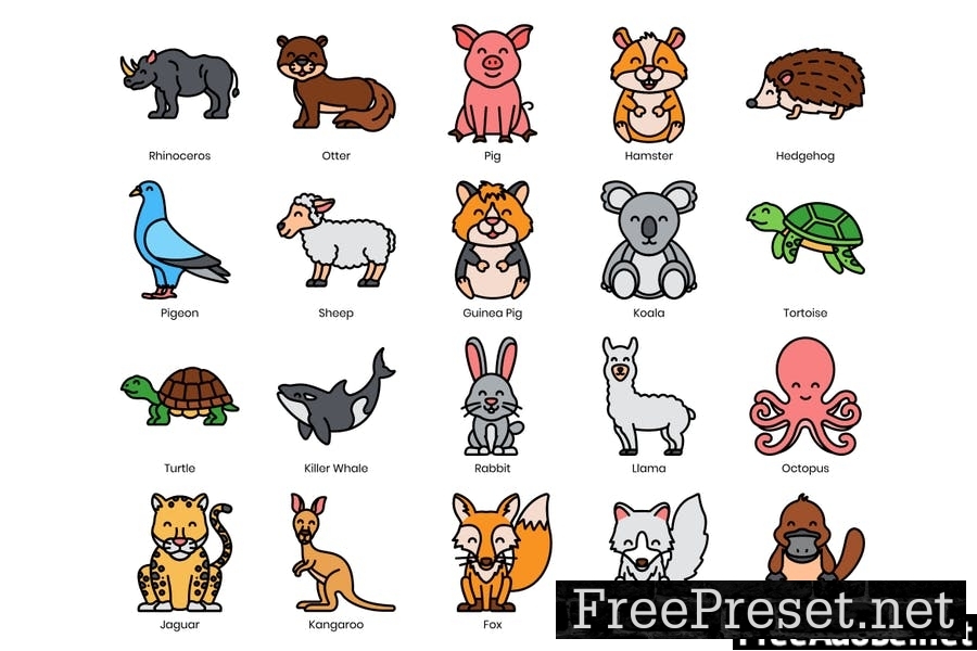 100 Animal Line Icons