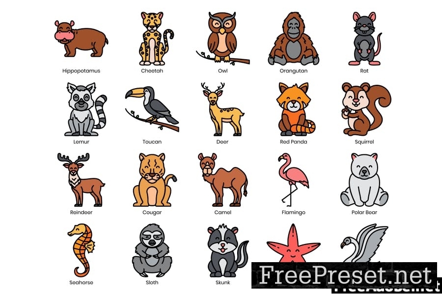 100 Animal Line Icons