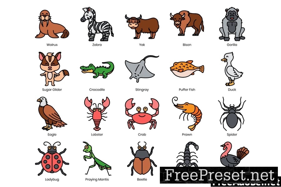 100 Animal Line Icons