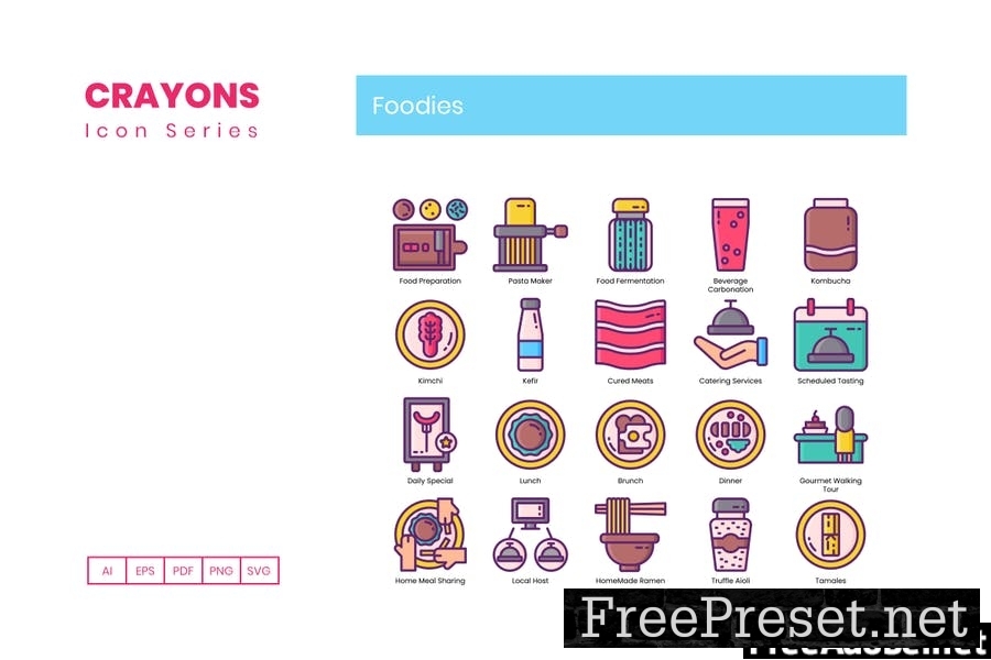 100 Foodies Line Icons