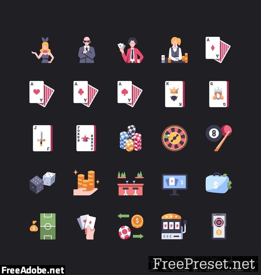 100 Gambling icon set FYSVM6D