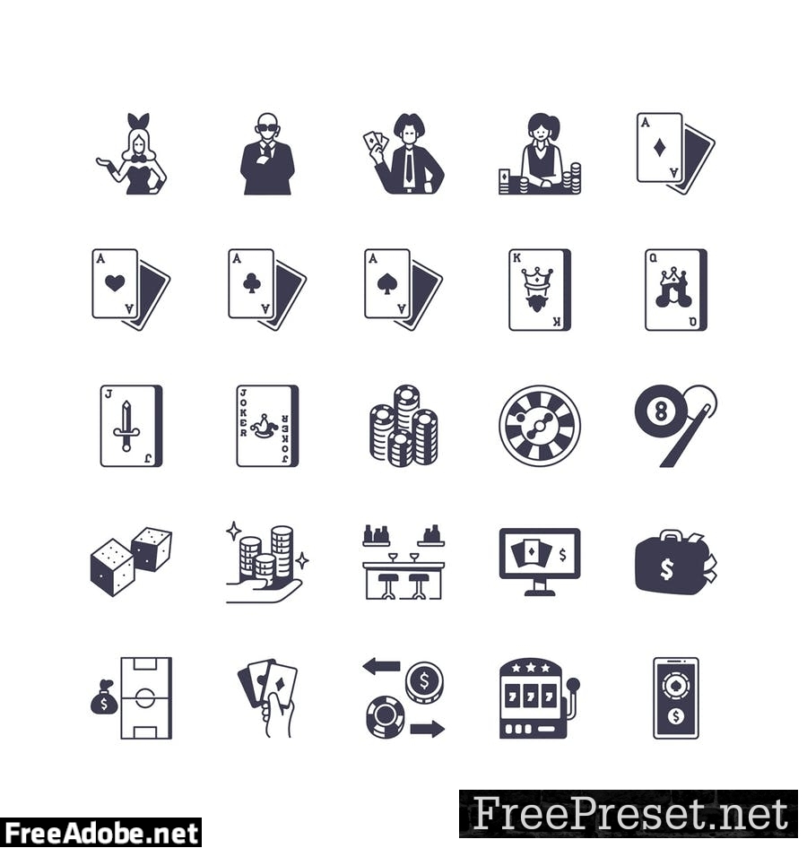 100 Gambling icon set FYSVM6D