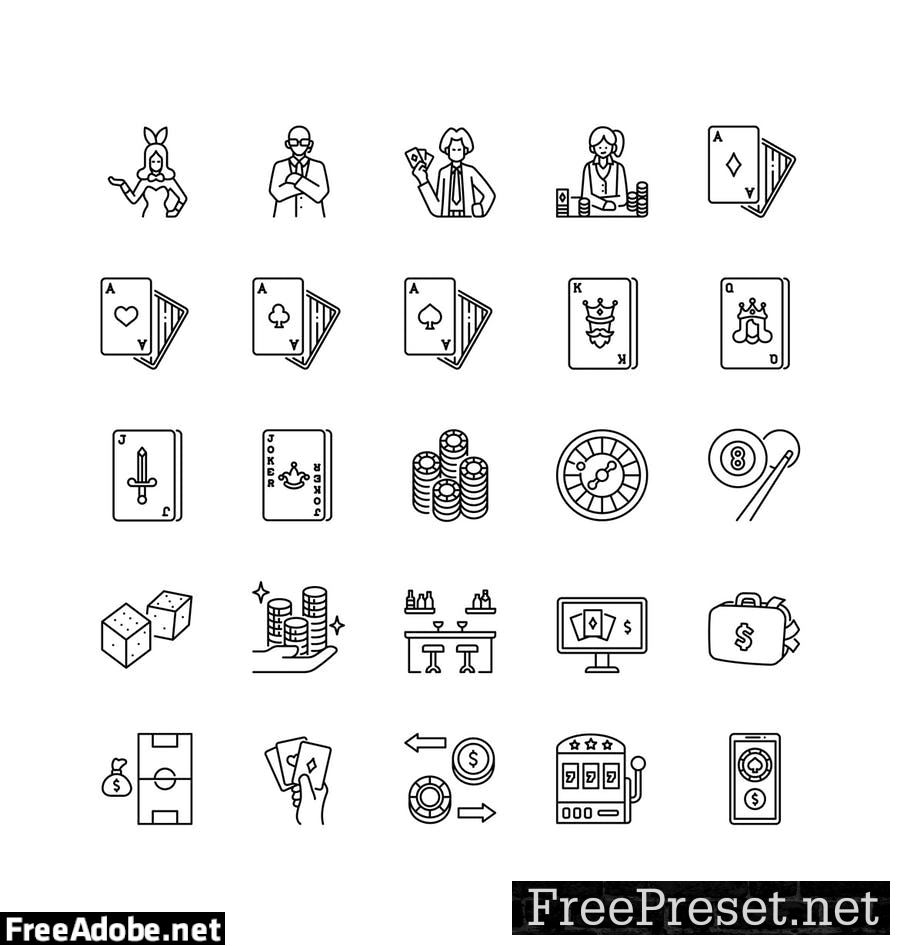 100 Gambling icon set FYSVM6D