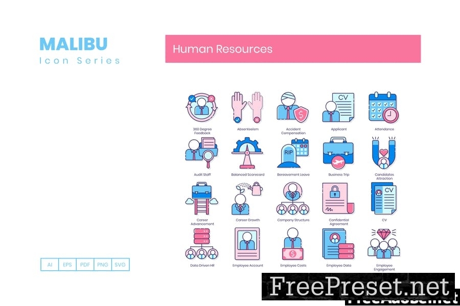 100 Human Resources Line Icons