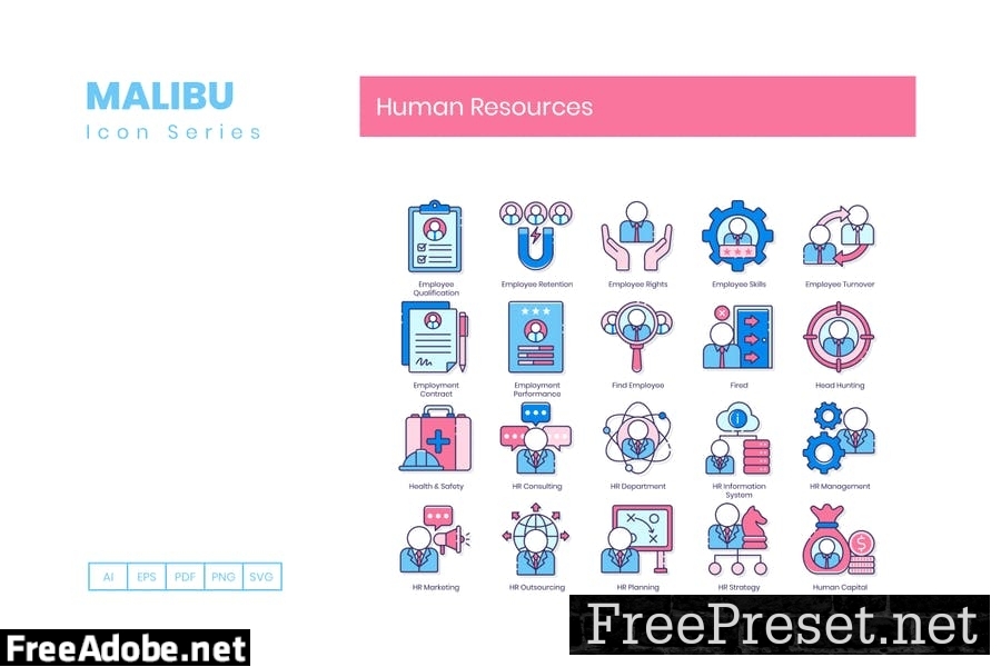 100 Human Resources Line Icons