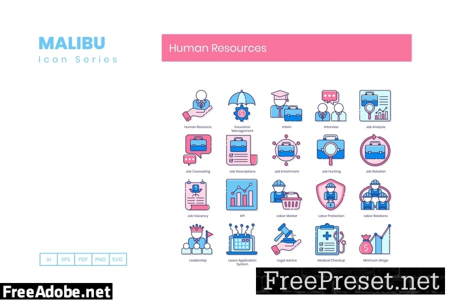 100 Human Resources Line Icons