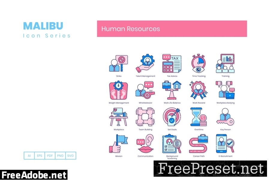 100 Human Resources Line Icons