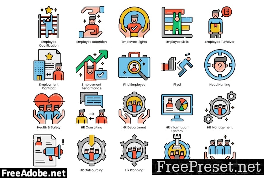 100 Human Resources Line Icons L8PEHLA