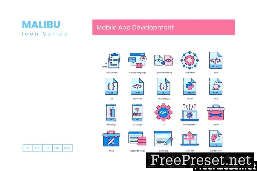 100 Mobile App Development Line Icons