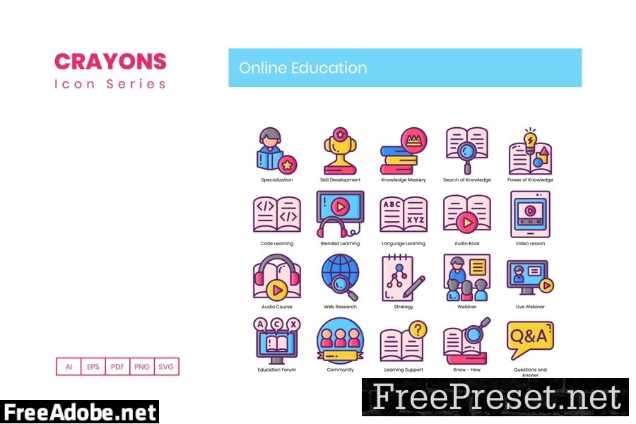 100 Online Education Line Icons WLJM3MY