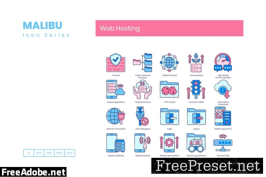 100 Web Hosting Line Icons ERGGBMQ