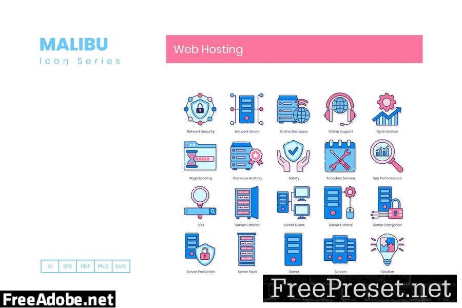 100 Web Hosting Line Icons ERGGBMQ