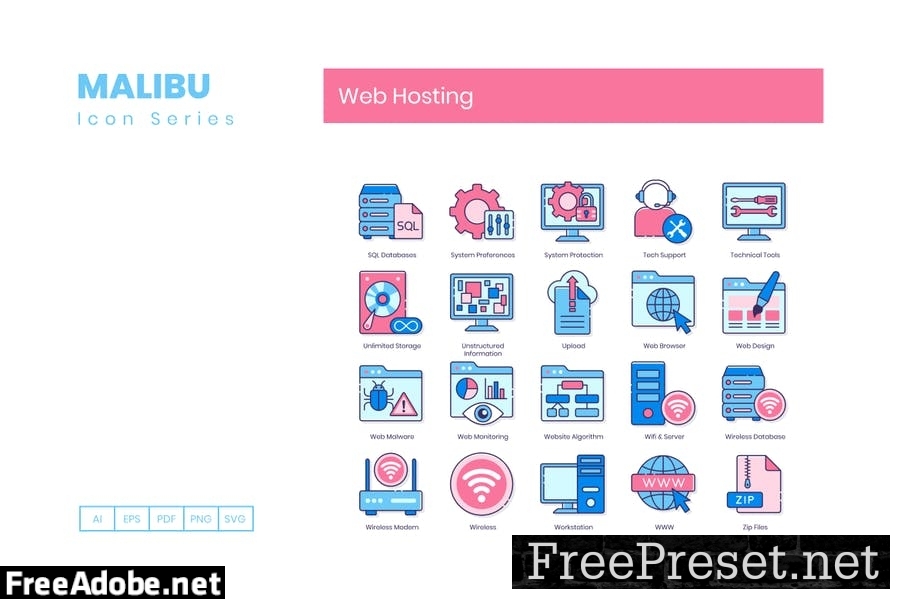 100 Web Hosting Line Icons ERGGBMQ