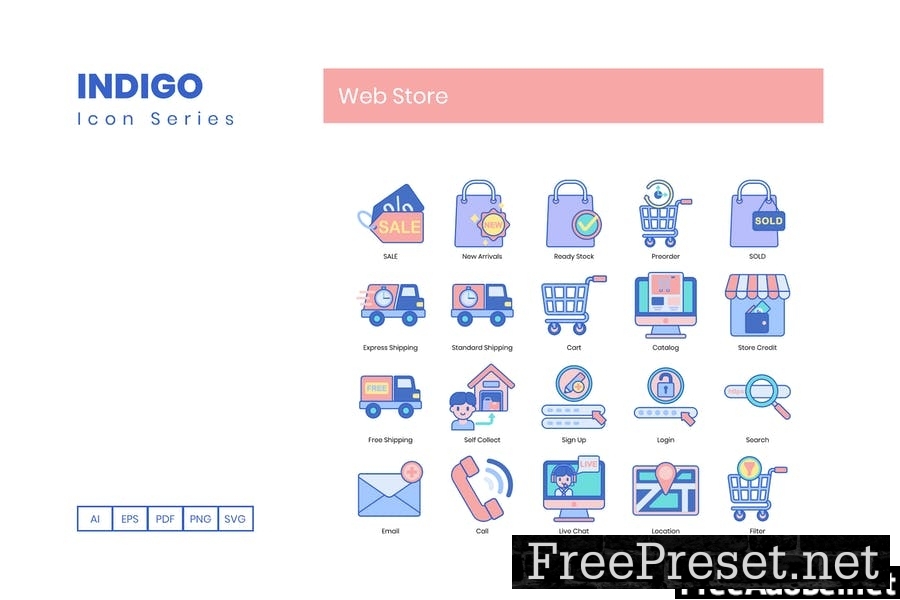 100 Web Store Line Icons