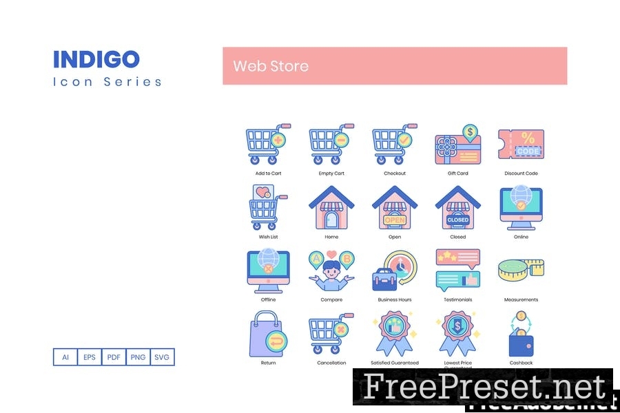 100 Web Store Line Icons