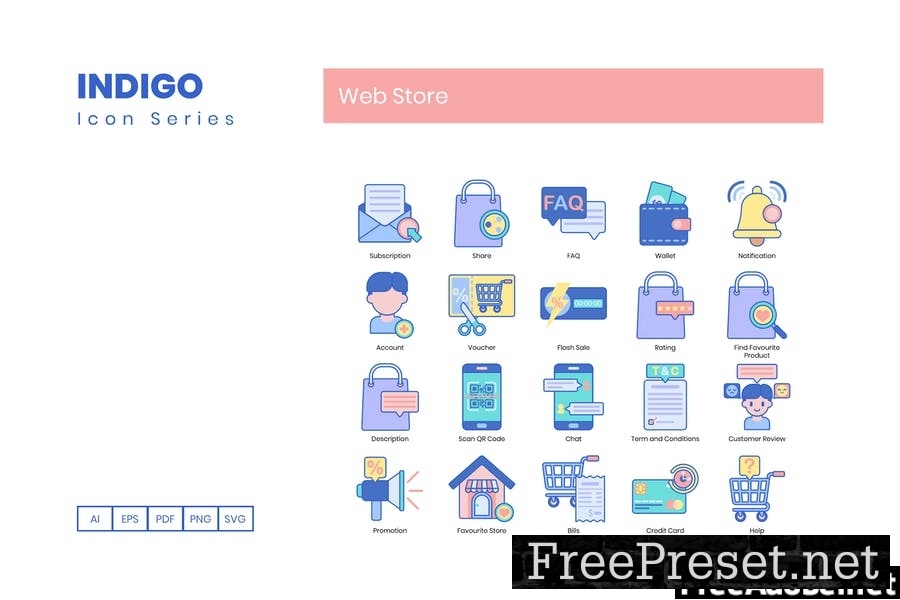 100 Web Store Line Icons