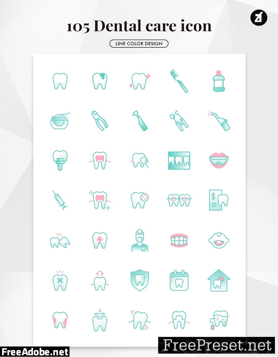 105 Dental care elements in minimal design 52YDKWE