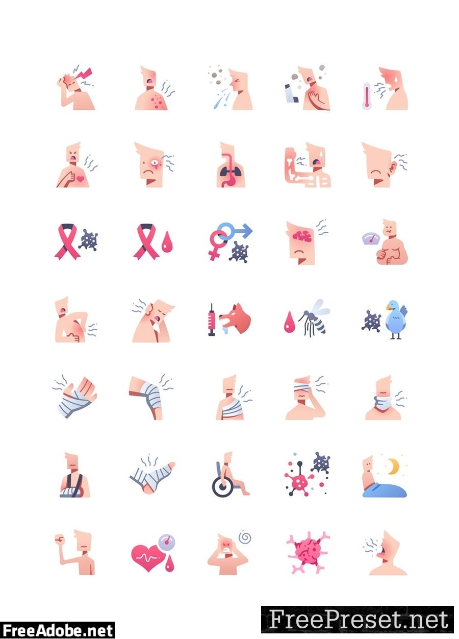 105 Diseases and Injury icon set SP2NHFA