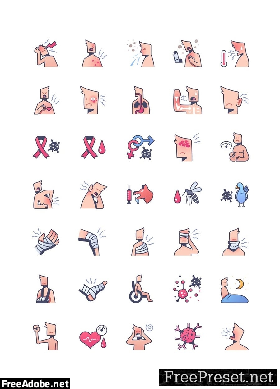 105 Diseases and Injury icon set SP2NHFA