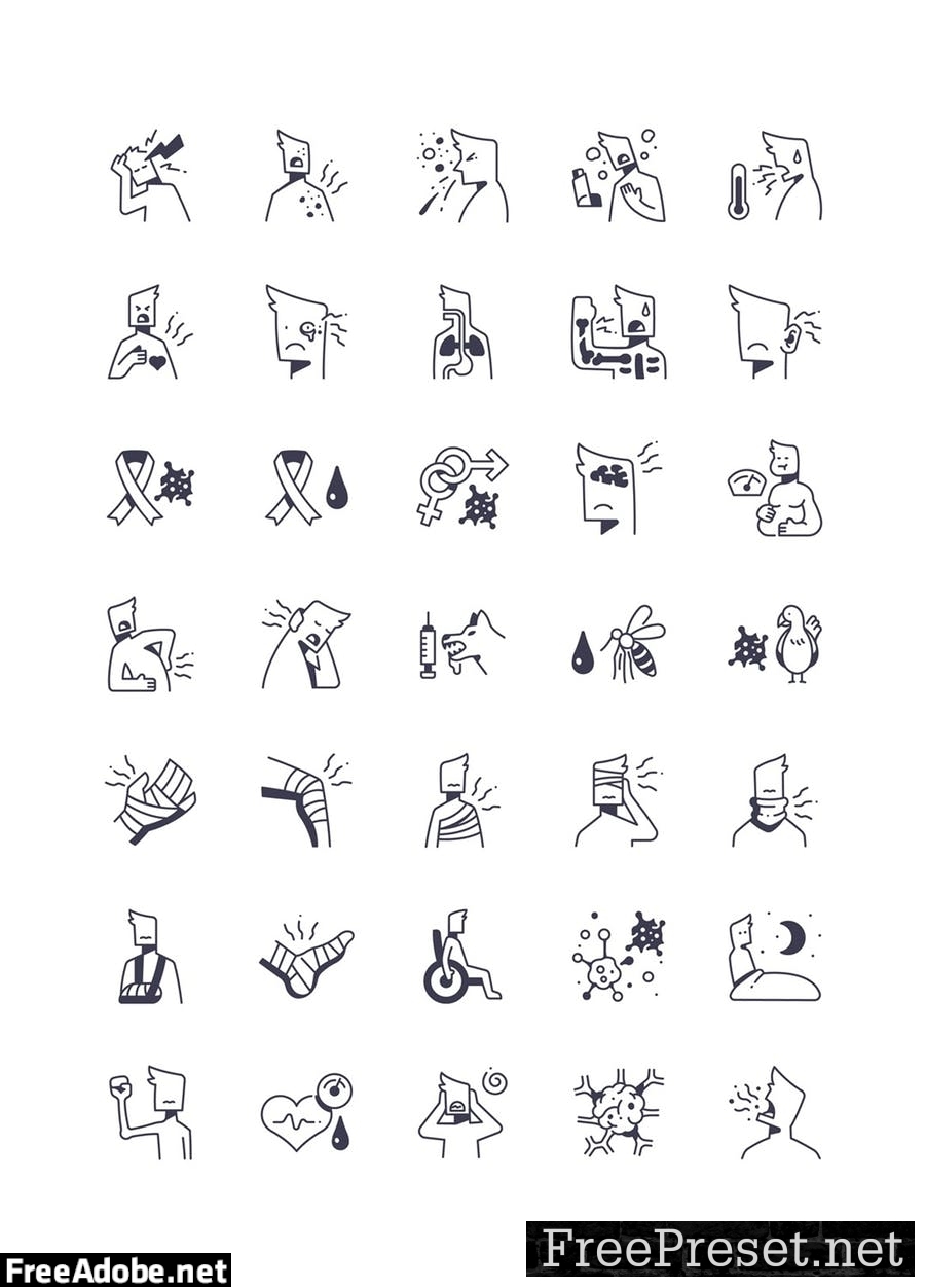 105 Diseases and Injury icon set SP2NHFA