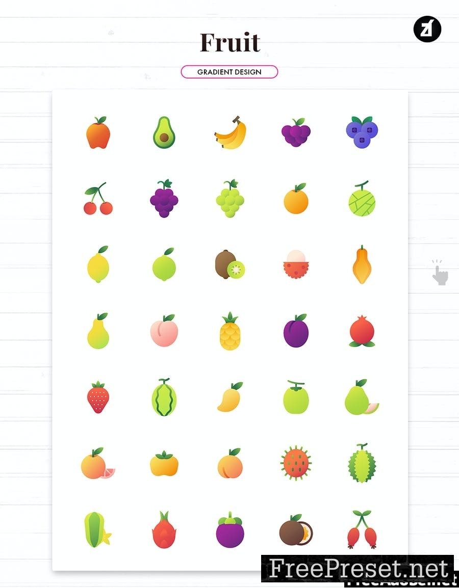 105 fruit elements icon pack