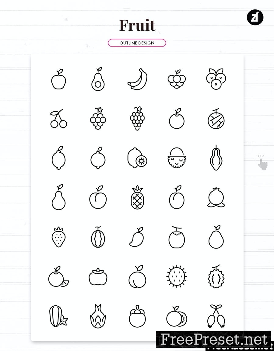 105 fruit elements icon pack