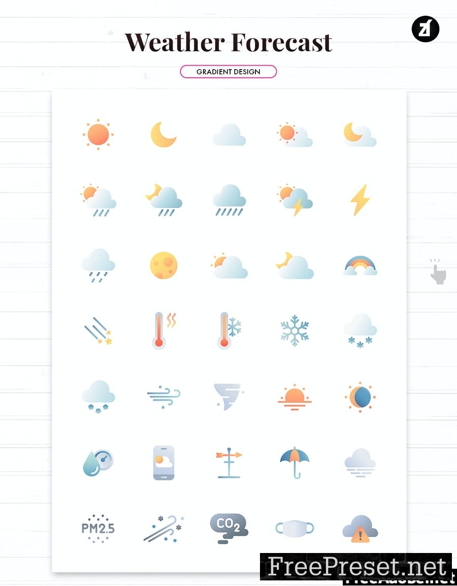 105 Weather forecast elements icon pack EX7GVJ6