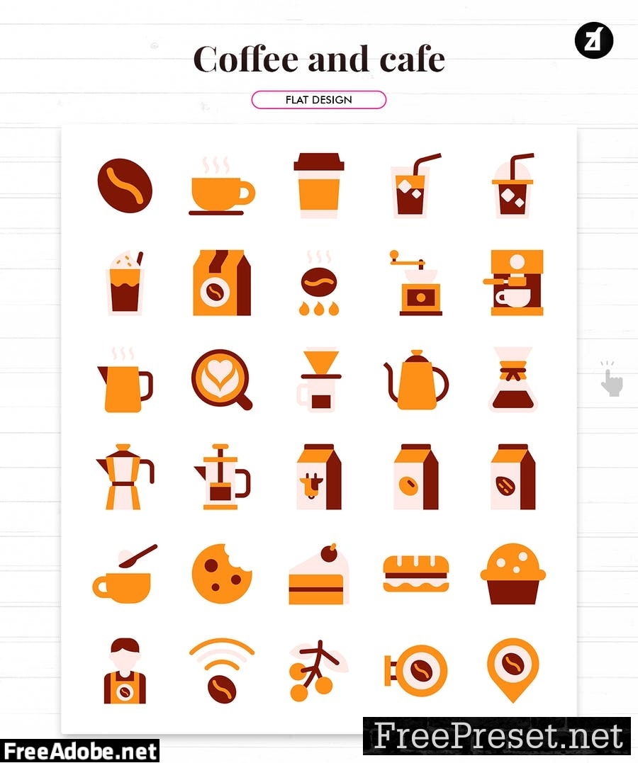 110 Coffee and cafe elements icon pack