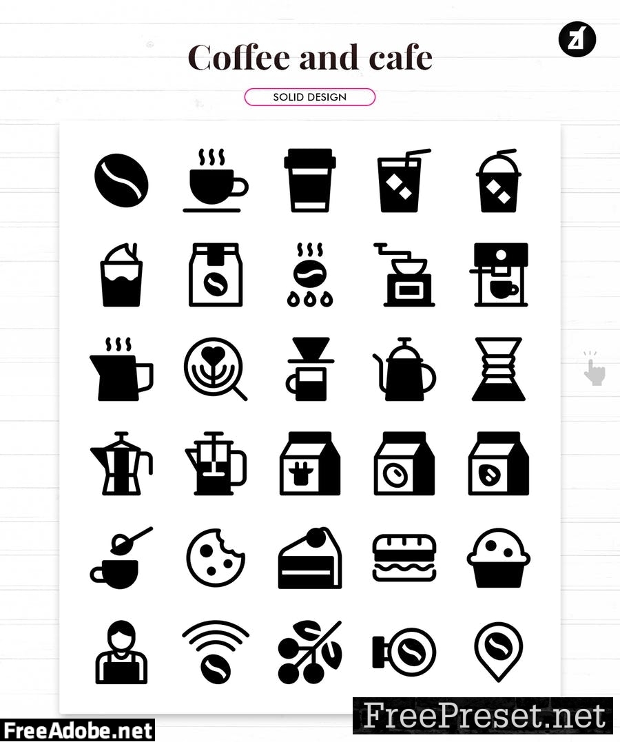 110 Coffee and cafe elements icon pack