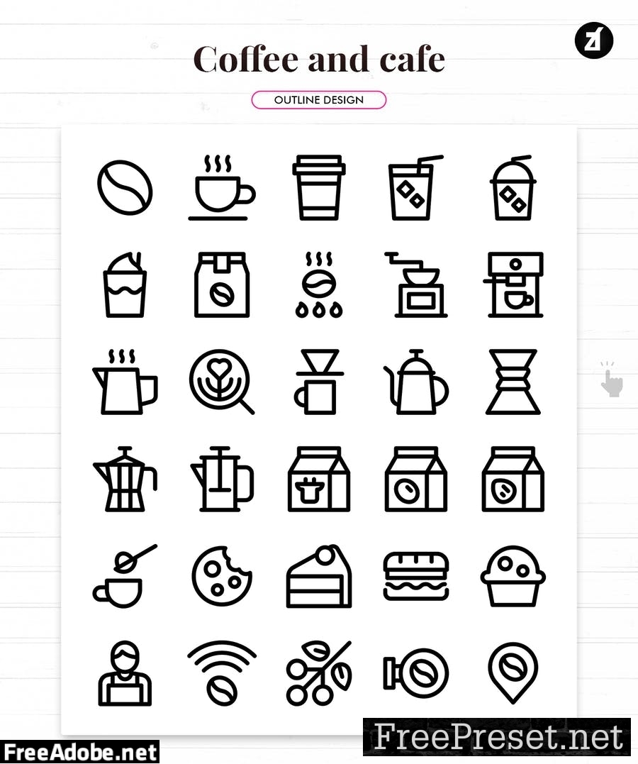 110 Coffee and cafe elements icon pack