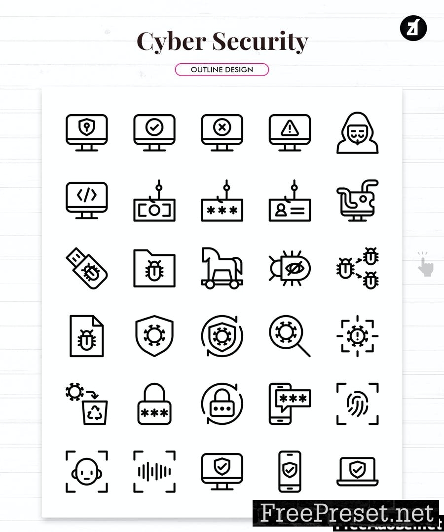 110 Cyber Security elements icon pack