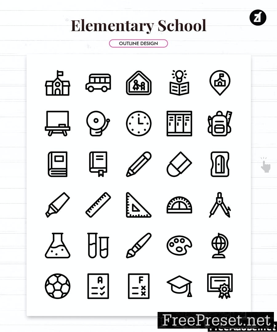 110 elementary school icon pack CX3P73S