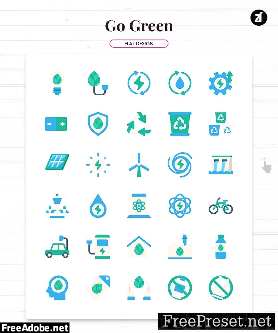 110 Go green elements icon pack