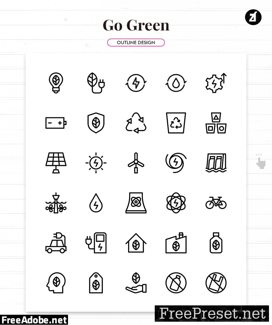 110 Go green elements icon pack